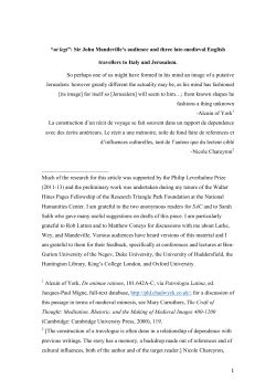 1 &ldquo;ut legi&rdquo;: Sir John Mandeville`s audience and three late
