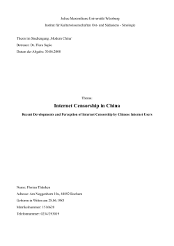 Internet Censorship in China - OPUS W&uuml;rzburg