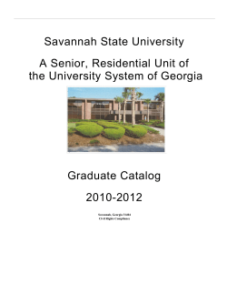 2011 Graduate Catalog - Savannah State University