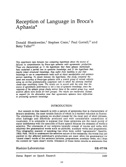Reception of Language in Broca`s Aphasia