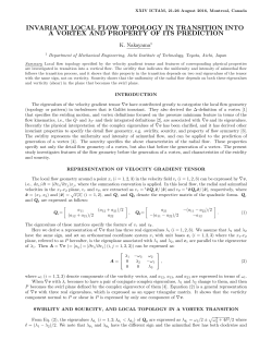 invariant local flow topology in transition into a vortex and property of