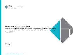 Supplementary Financial Data First Three Quarters of the