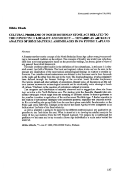 Hilkka Oksala CULTURAL PROBLEMS OF NORTH BOTHNIAN