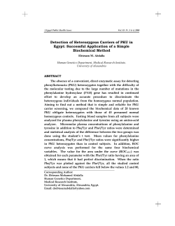 Detection of Heterozygous Carriers of PKU in Egypt