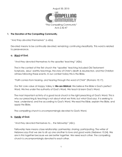 August 30, 2015 “The Compelling Community” Acts 2.42
