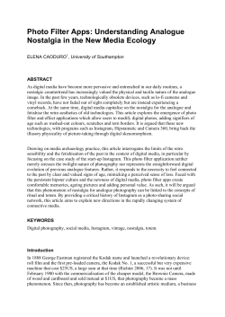 Photo Filter Apps: Understanding Analogue Nostalgia in the New