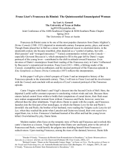 Franz Liszt`s Francesca da Rimini: The Quintessential Emancipated