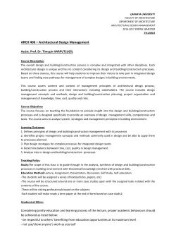 ARCH 406 &ndash; Architectural Design Management