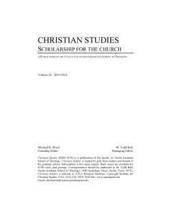 Christian Studies Volume 26 - austingrad.edu
