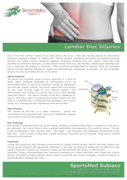 SportsMed Subiaco Lumbar Disc Injuries