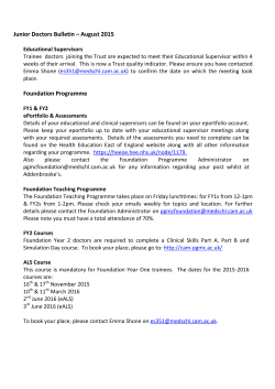 Junior Doctors Bulletin August 2015