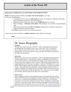 Dr. Seuss Biography
