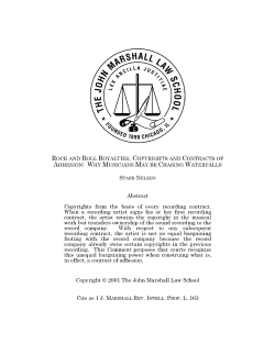 Rock and Roll Royalties, Copyrights and Contracts of Adhesion