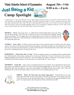 August 7th&mdash;11th 9:00 am&mdash;2 pm - Vitaly Scherbo School of