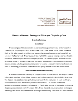 Literature Review - Testing the Efficacy of Chaplaincy Care