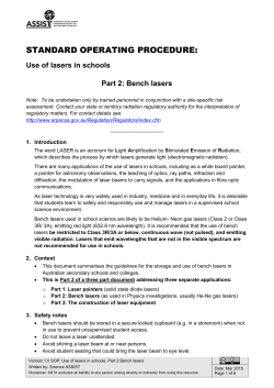SOP: Use of lasers in schools Part 2 Bench Lasers