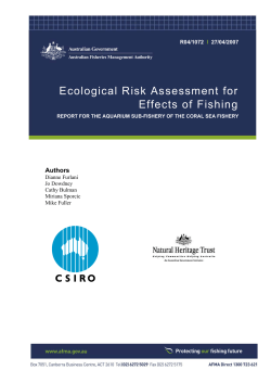 Ecological Risk Assessment for the Coral Sea Fishery Aquarium