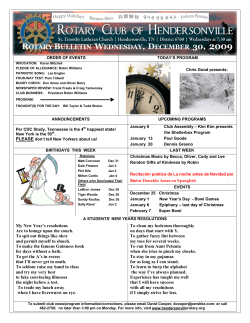 rotary bulletin wednesday, december 30, 2009