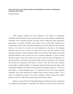 Greek America: Literary Representations and Immigrant Narratives