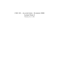 CSE 101 - ALGORITHMS - SUMMER 2000 Lecture