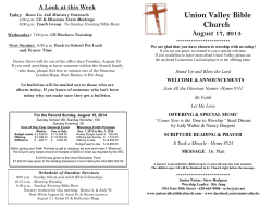 A Look at this Week - Union Valley Bible Church