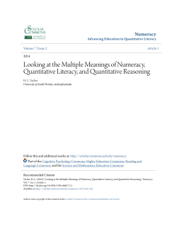 Looking at the Multiple Meanings of Numeracy, Quantitative Literacy