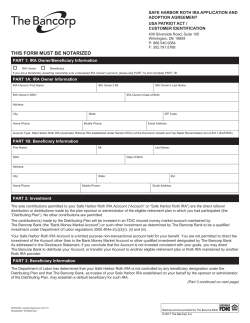 Roth Safe Harbor IRA Application and Adoption Agreement