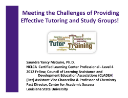 Meeting the Challenges of Providing Effective Tutoring and Study