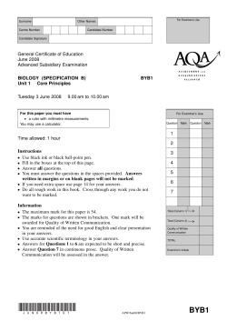A-level Biology B Question paper Unit 1 - Core Principles