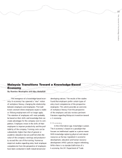 Malaysia Transitions Toward a Knowledge