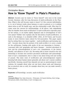 `Know Thyself` in Plato`s Phaedrus - Sites@PSU