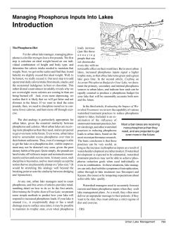 Managing Phosphorus Inputs Into Lakes