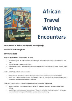 African Travel Writing Encounters