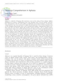 Sentence Comprehension in Aphasia