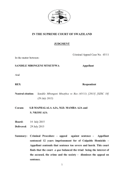 Sandile Mbongeni Mtsetfwa vs Rex