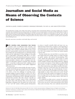 Journalism and Social Media as Means of Observing the Contexts of