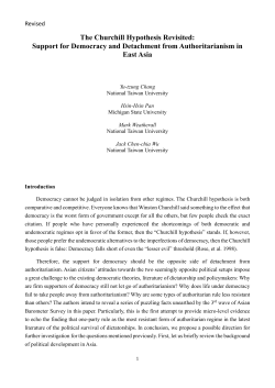 Support for Democracy and Detachment from Authoritarianism in