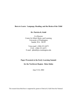 Born to Learn: Language, Reading, and the Brain of the Child