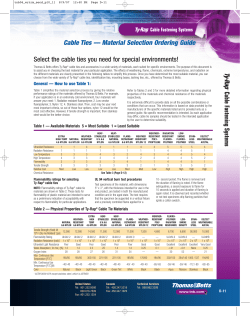 Cable Ties &mdash; Material Selection Ordering Guid