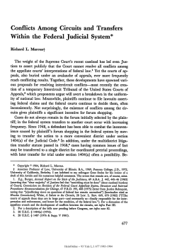 Conflicts Among Circuits and Transfers Within the Federal Judicial