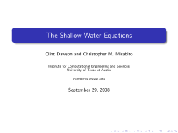 The Shallow Water Equations - The Institute for Computational