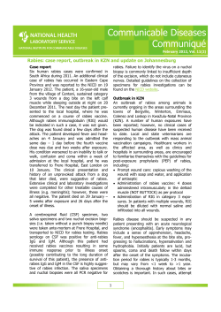 February 2012 Communiqu&eacute; - National Institute for Communicable