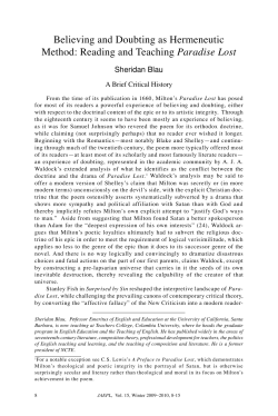 Believing and Doubting as Hermeneutic Method: Reading and