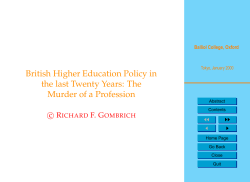 British Higher Education Policy in the last Twenty Years