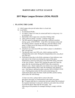 2017 Majors Local Rules - Barnstable Little League