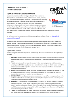 Equipment and Venue Considerations &ndash; Scottish