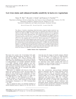 Low iron status and enhanced insulin sensitivity