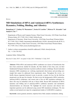 MD Simulations of tRNA and Aminoacyl-tRNA Synthetases
