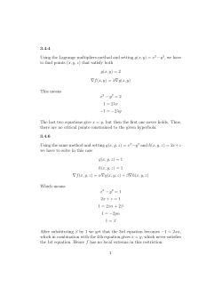 3.4.4 Using the Lagrange multipliers method and setting g(x, y) = x 2