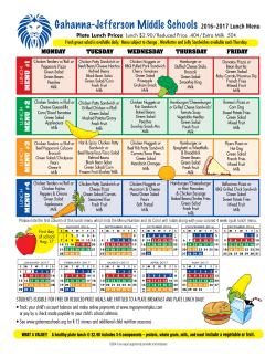 Middle school lunch menu - Gahanna Jefferson Public Schools